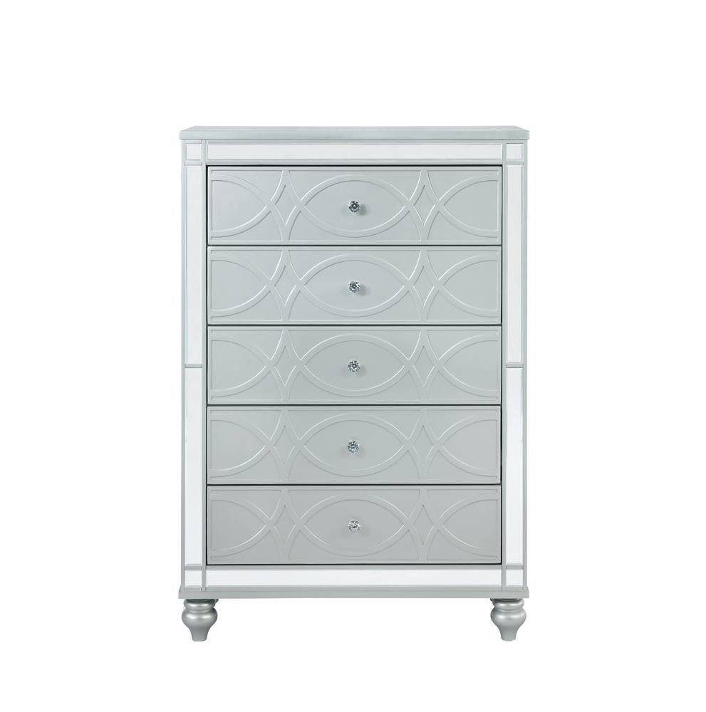 Gunnison - Gunnison 5-drawer Chest Silver Metallic