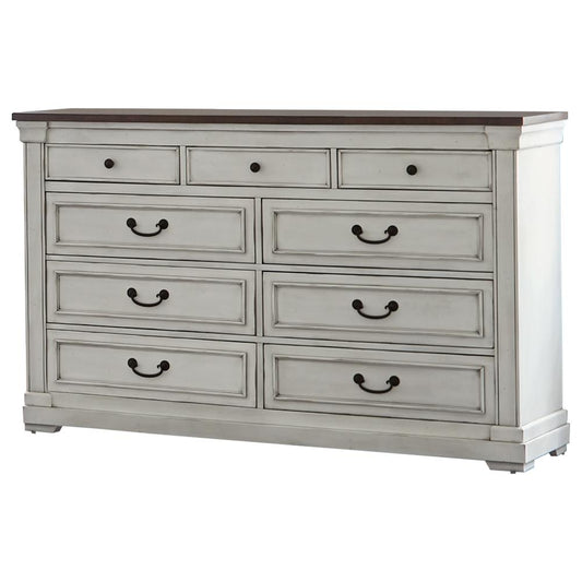 Hillcrest - Hillcrest 9-drawer Dresser Dark Rum and White