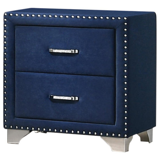 Melody - Melody 2-drawer Upholstered Nightstand Pacific Blue