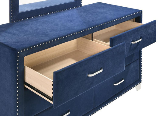 Melody - Melody 6-drawer Upholstered Dresser Pacific Blue