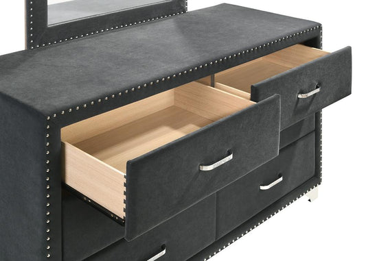 Melody - Melody 6-drawer Upholstered Dresser Grey