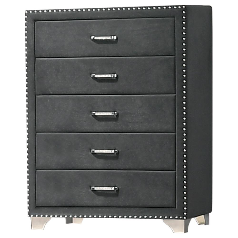 Melody - Melody 5-drawer Upholstered Chest Grey