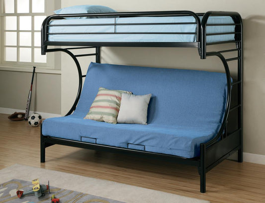 Montgomery - Montgomery Twin over Futon Bunk Bed Glossy Black