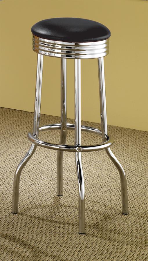 Theodore - Theodore Upholstered Top Bar Stools Black and Chrome (Set of 2)