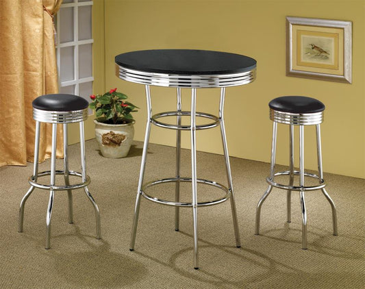 Theodore - Theodore Upholstered Top Bar Stools Black and Chrome (Set of 2)