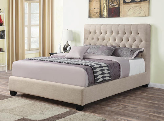 Chloe - Chloe Tufted Upholstered California King Bed Oatmeal