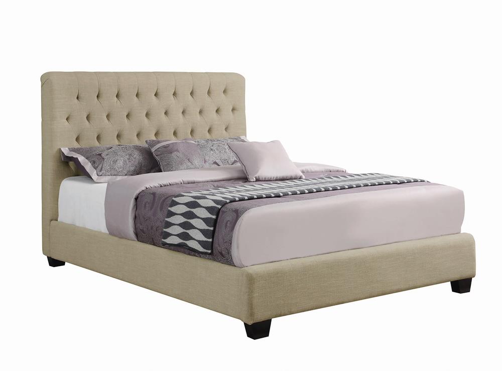 Chloe - Chloe Tufted Upholstered Queen Bed Oatmeal