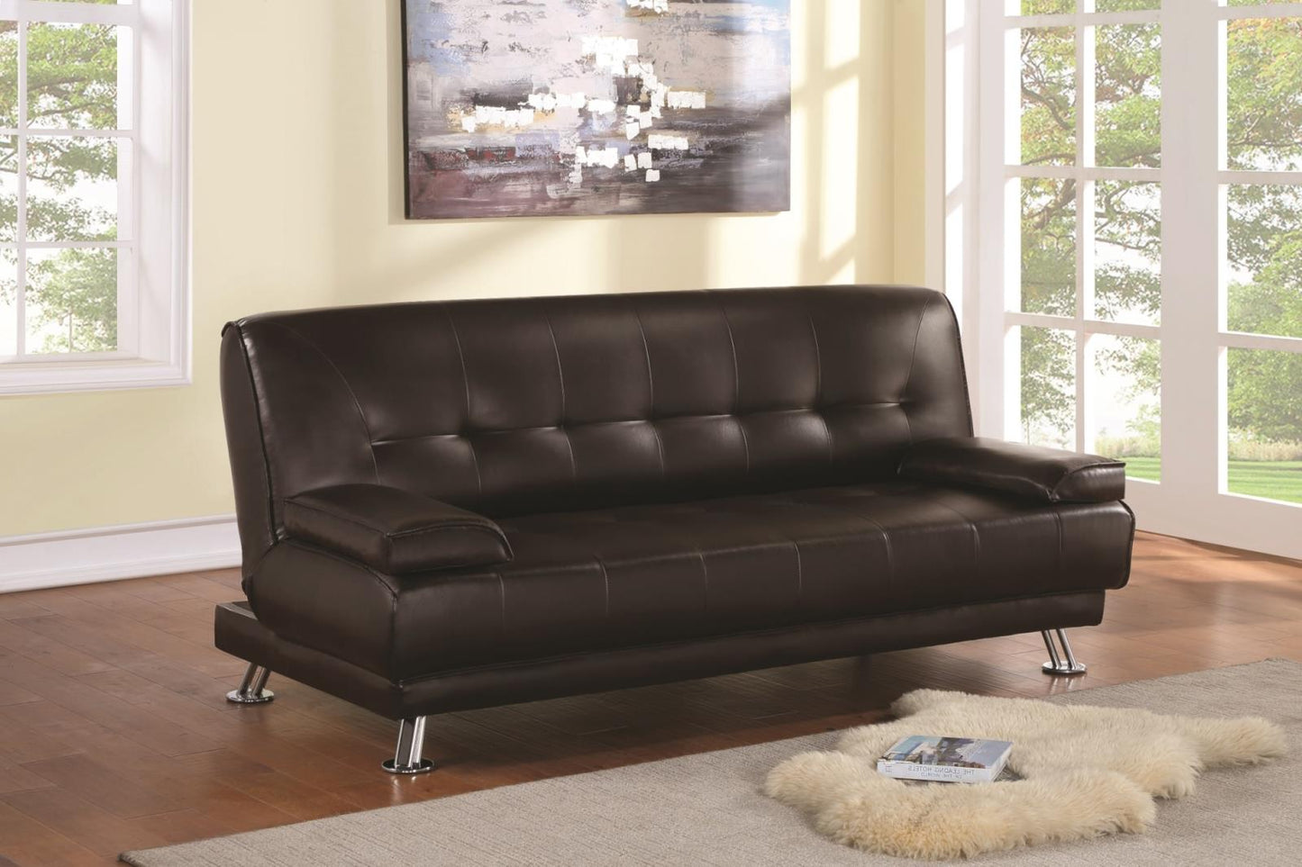 Pierre - Pierre Tufted Upholstered Sofa Bed Brown
