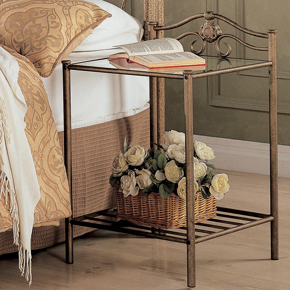 Sydney - Sydney 2-shlef Nightstand Antique Brushed Gold