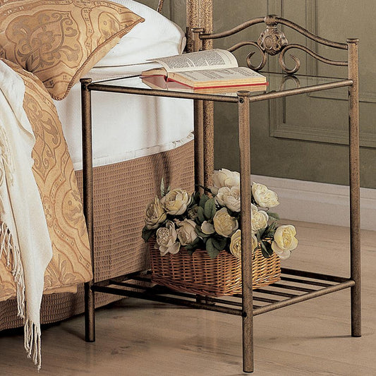 Sydney - Sydney 2-shlef Nightstand Antique Brushed Gold