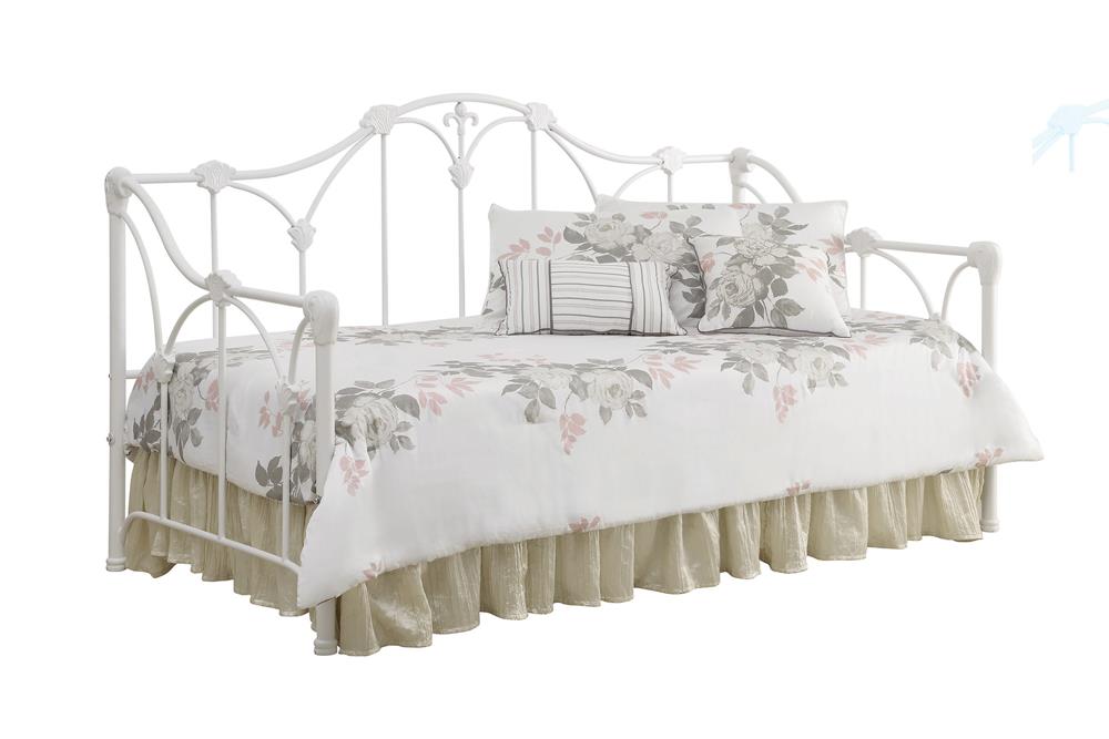 Halladay - Halladay Twin Metal Daybed with Floral Frame White