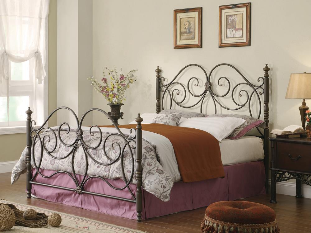 London - London Eastern King Metal Scroll Bed Dark Bronze