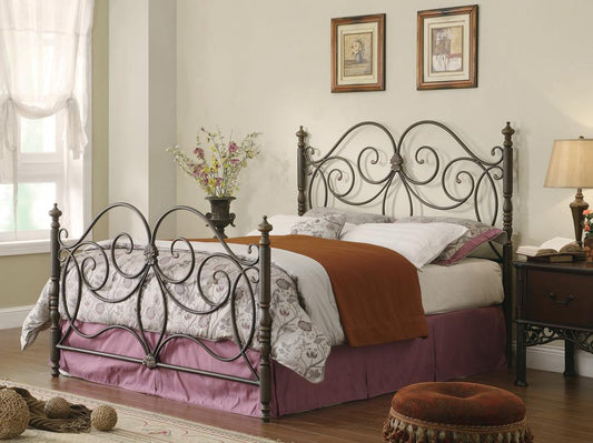 London - London Eastern King Metal Scroll Bed Dark Bronze