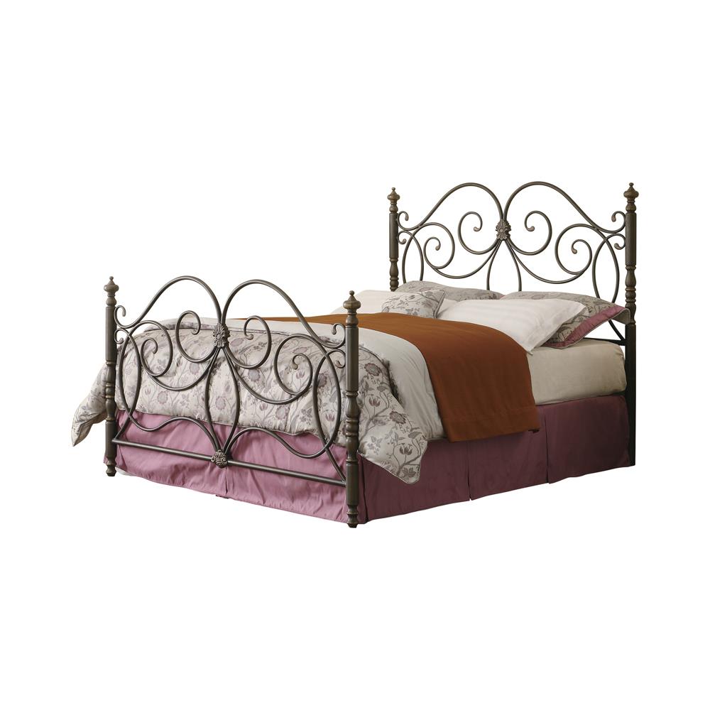 London - London Queen Metal Scroll Bed Dark Bronze