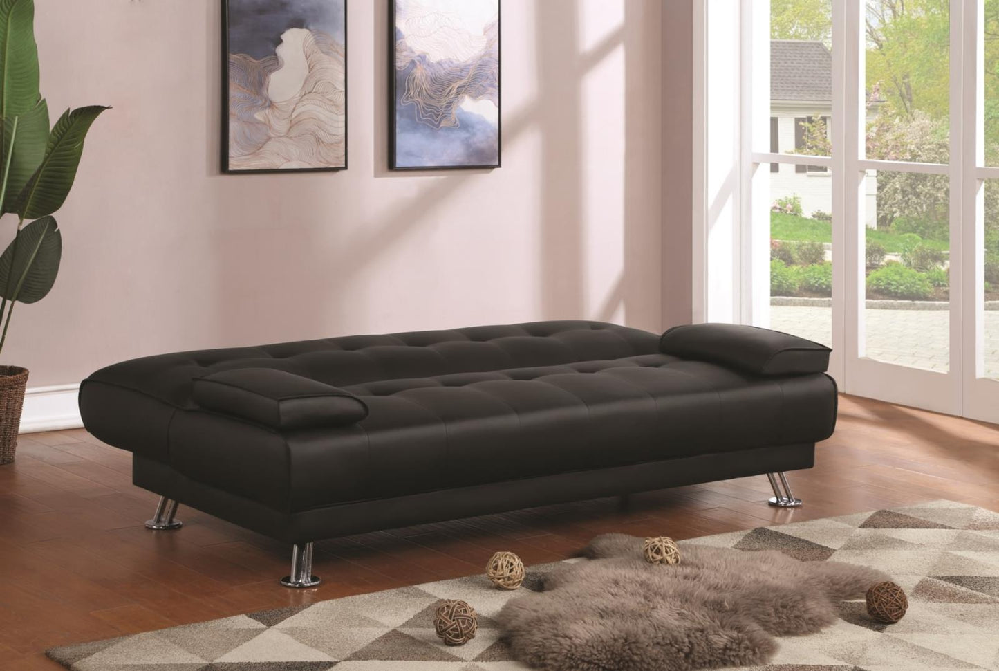Pierre - Pierre Tufted Upholstered Sofa Bed Black