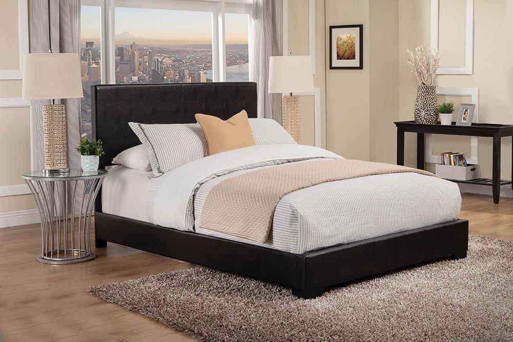 Conner - Conner California King Upholstered Panel Bed Black