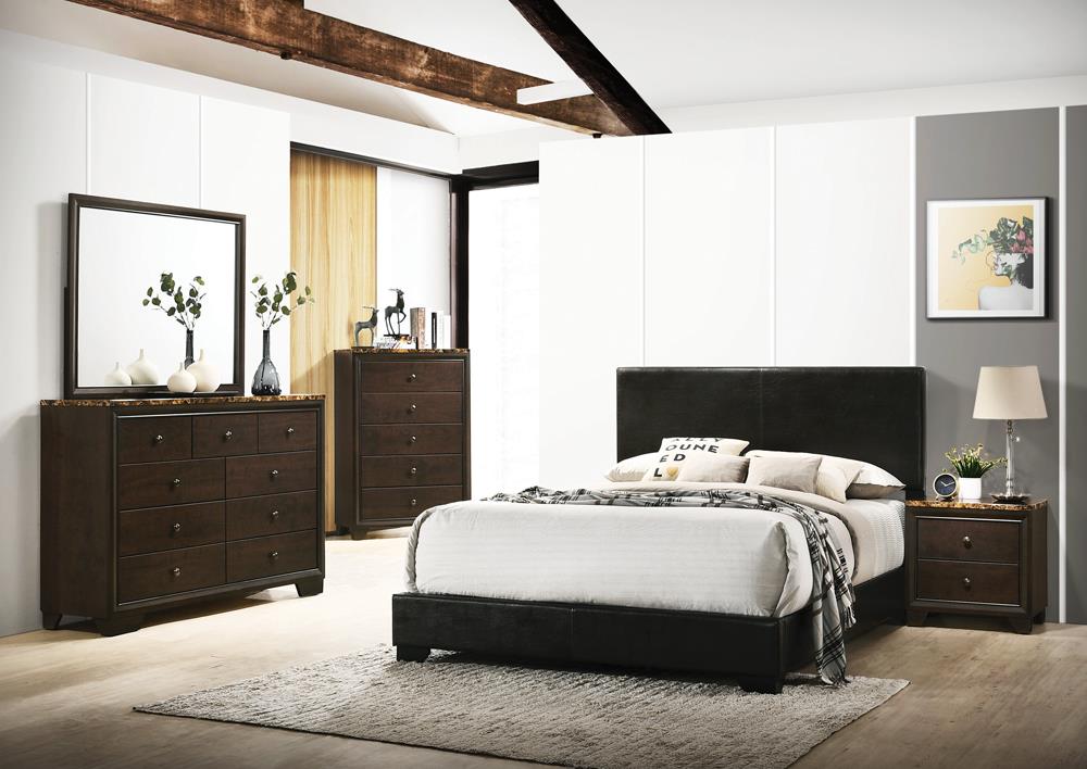 Conner - Conner California King Upholstered Panel Bed Black