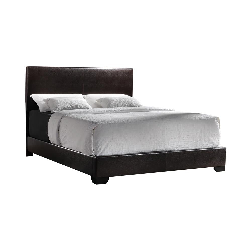 Conner - Conner California King Upholstered Panel Bed Dark Brown