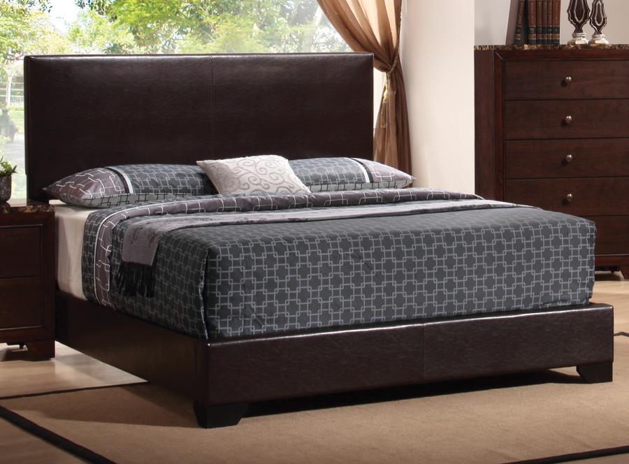 Conner - Conner Queen Upholstered Panel Bed Black and Dark Brown