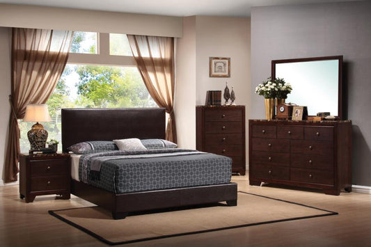 Conner - Conner Bedroom Set with Upholstered Headboard Cappuccino