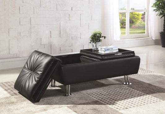 Dilleston - Dilleston Storage Ottoman with Removable Trays Black