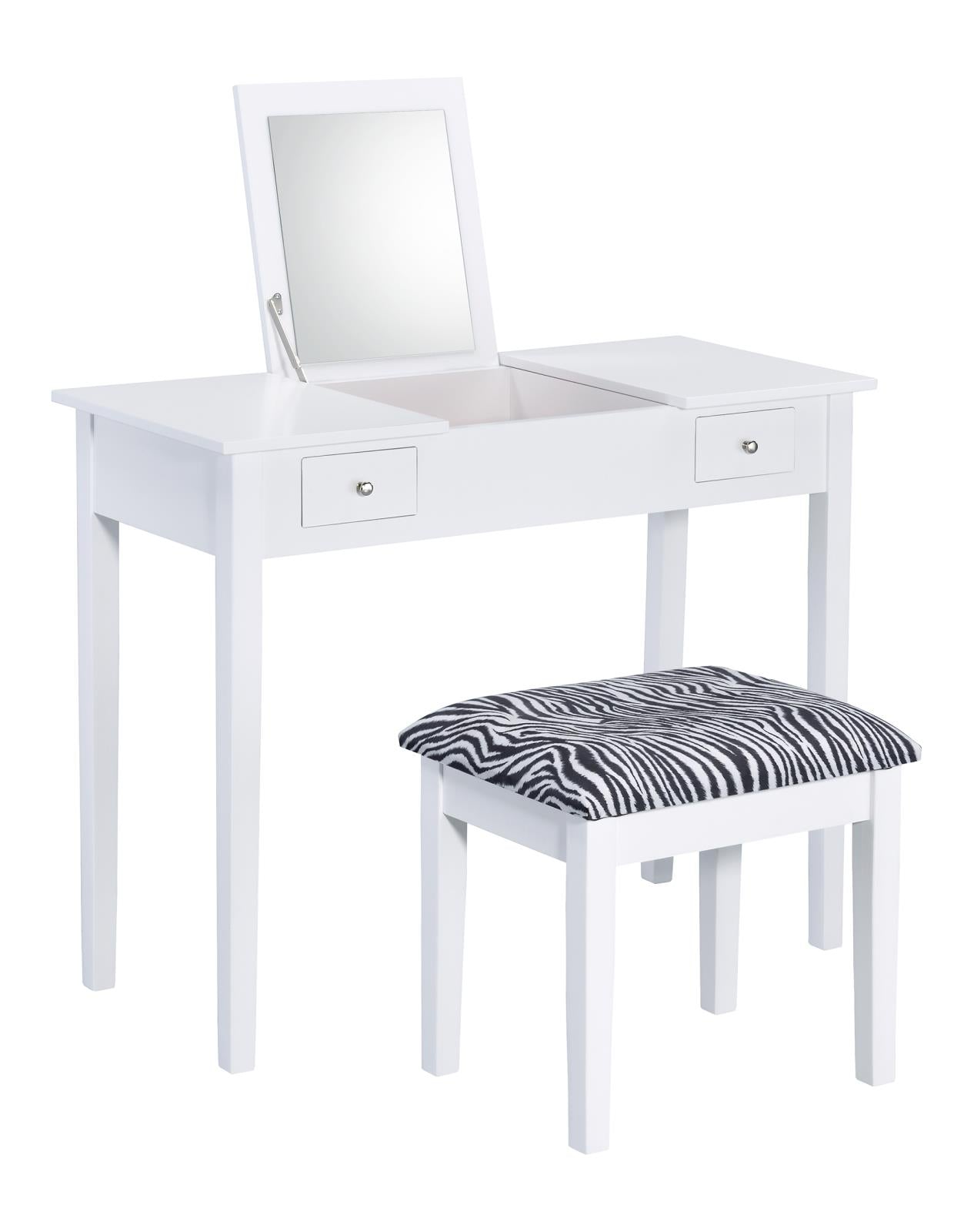 Seline - Seline 2-piece Vanity Set White and Zebra