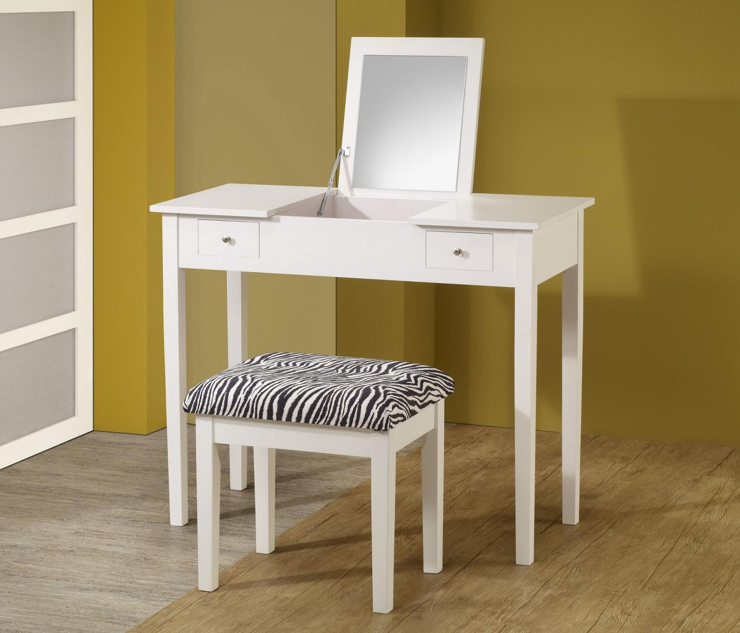 Seline - Seline 2-piece Vanity Set White and Zebra