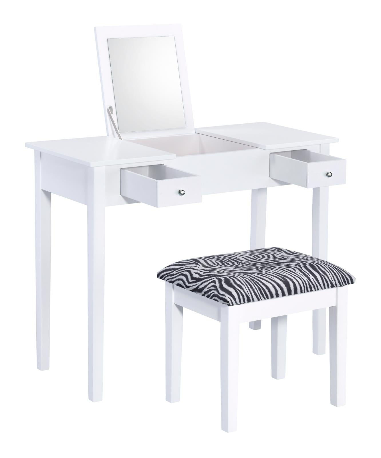 Seline - Seline 2-piece Vanity Set White and Zebra