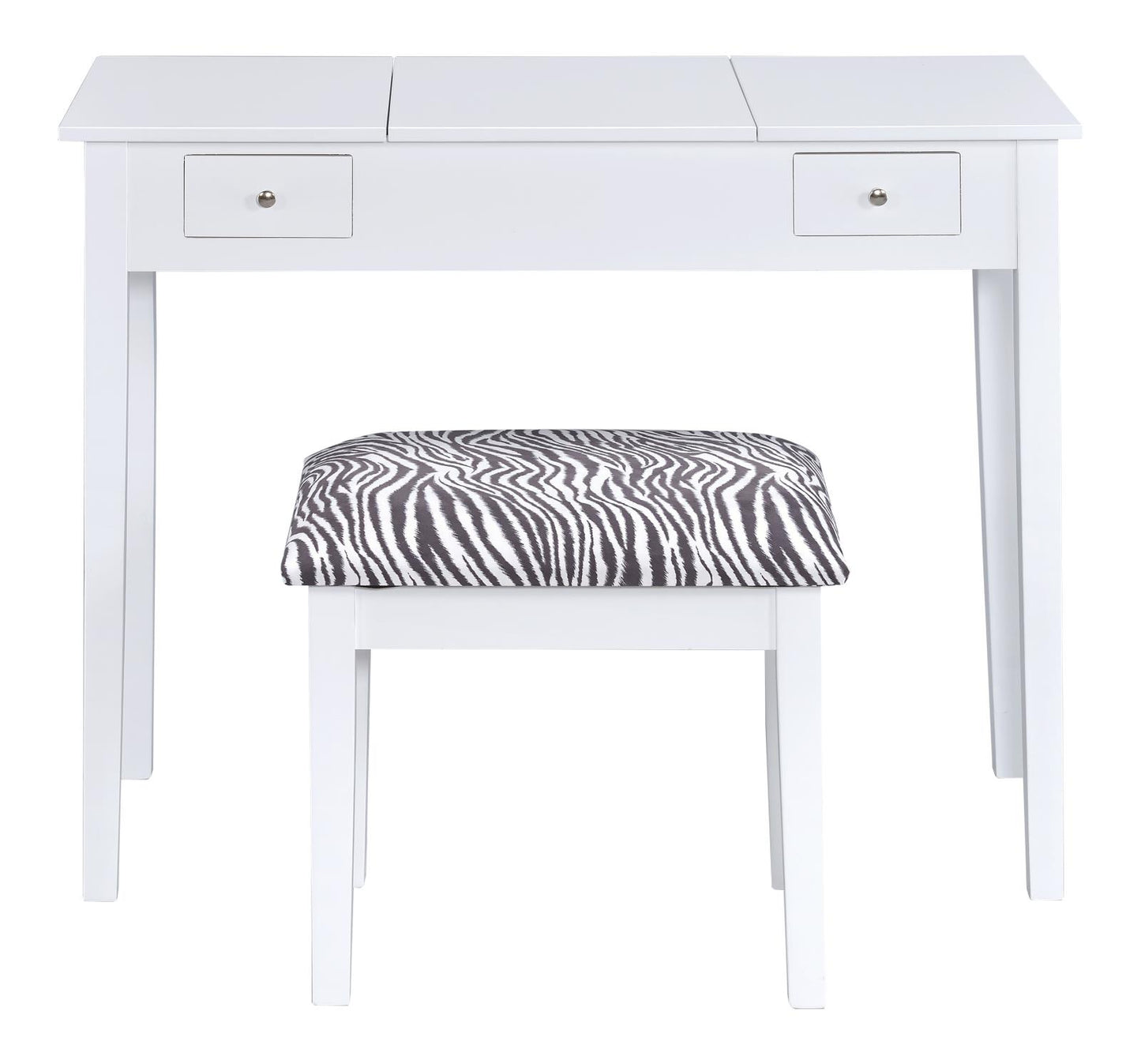 Seline - Seline 2-piece Vanity Set White and Zebra