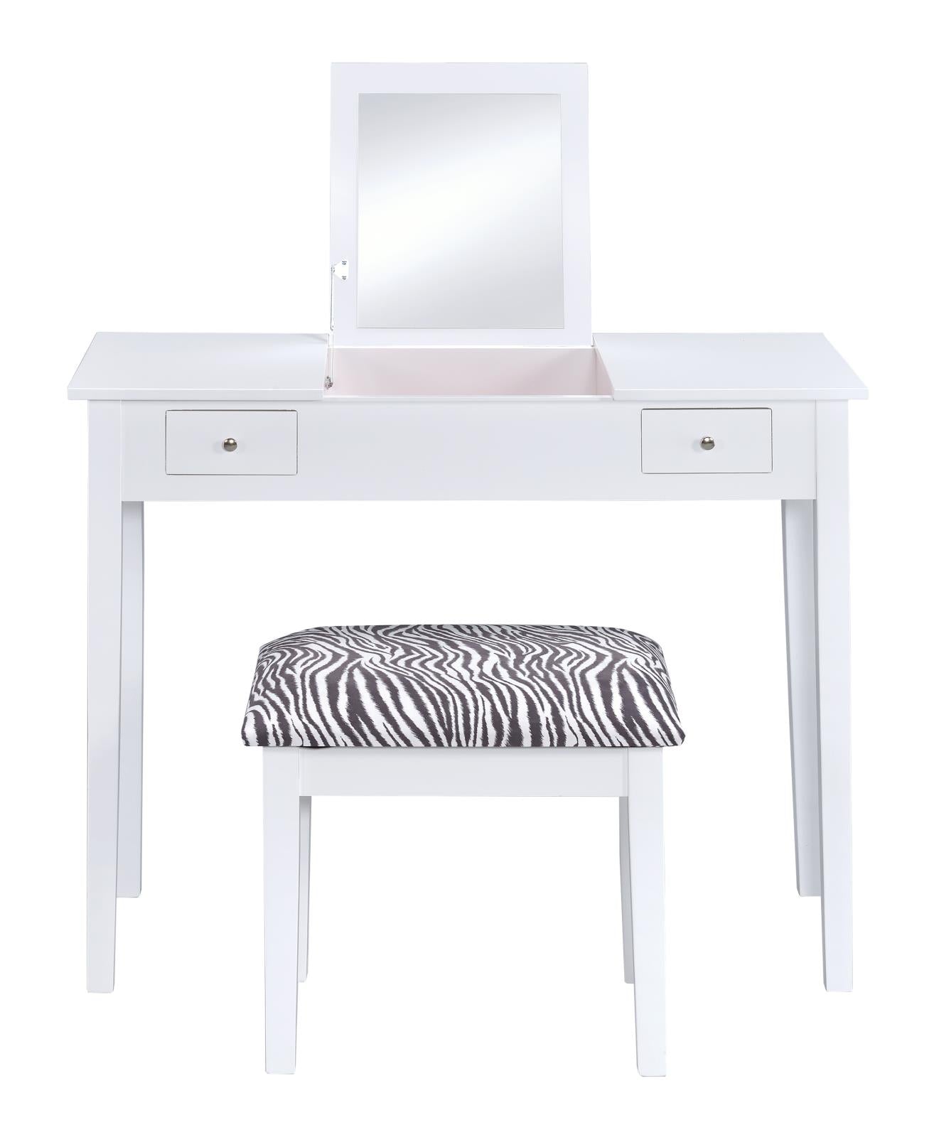 Seline - Seline 2-piece Vanity Set White and Zebra