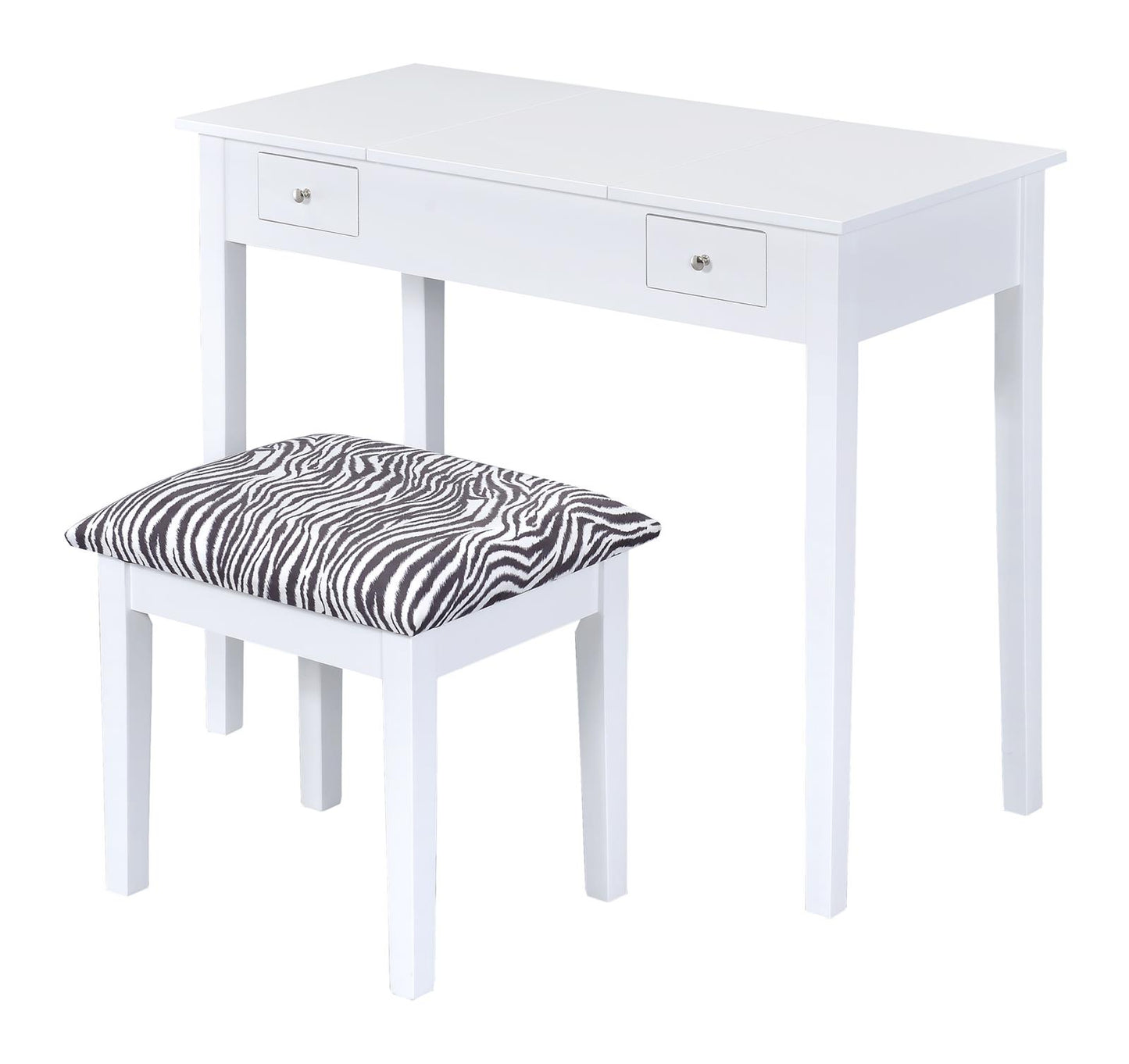 Seline - Seline 2-piece Vanity Set White and Zebra