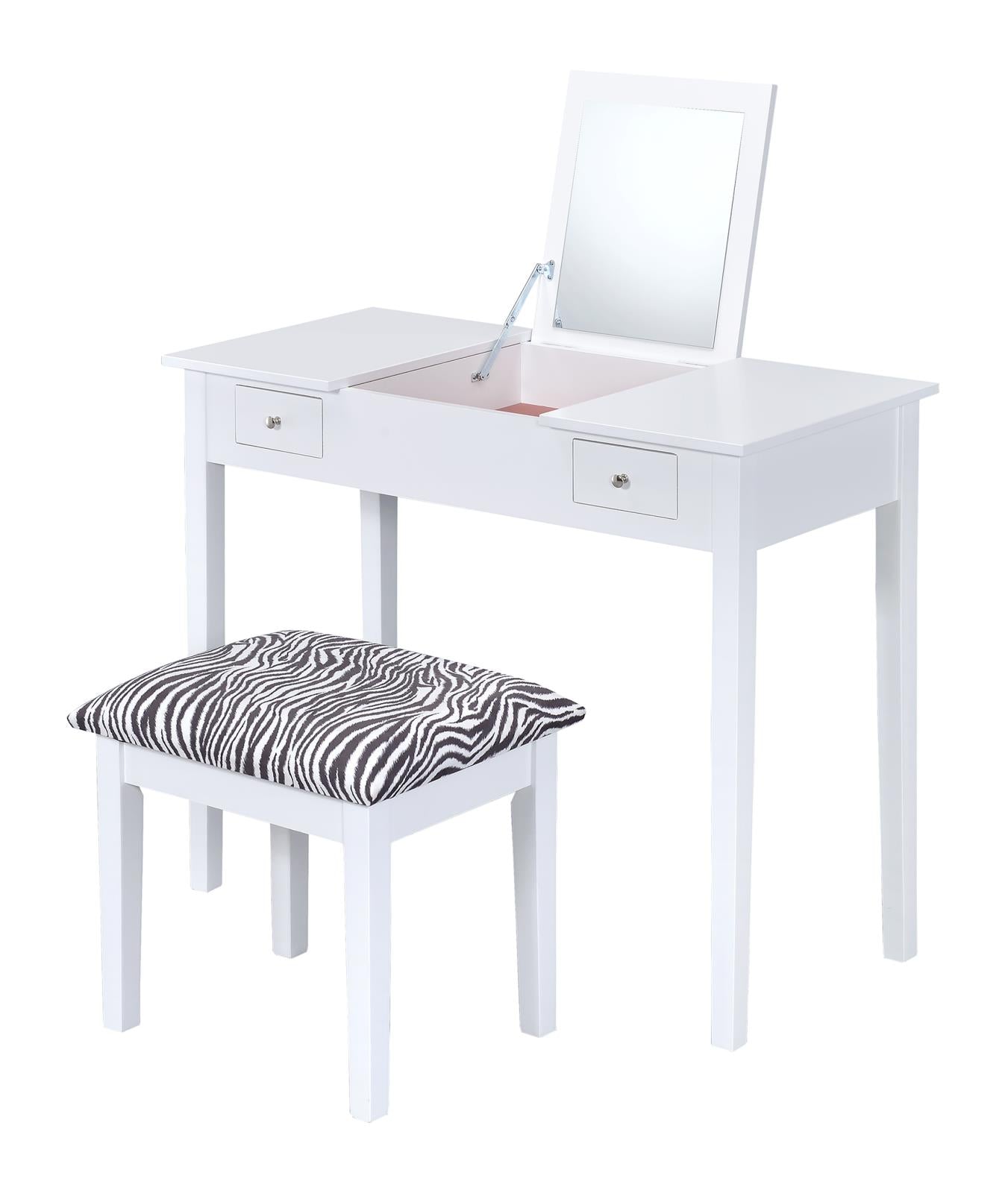 Seline - Seline 2-piece Vanity Set White and Zebra