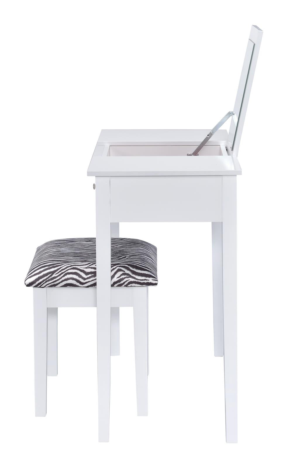 Seline - Seline 2-piece Vanity Set White and Zebra