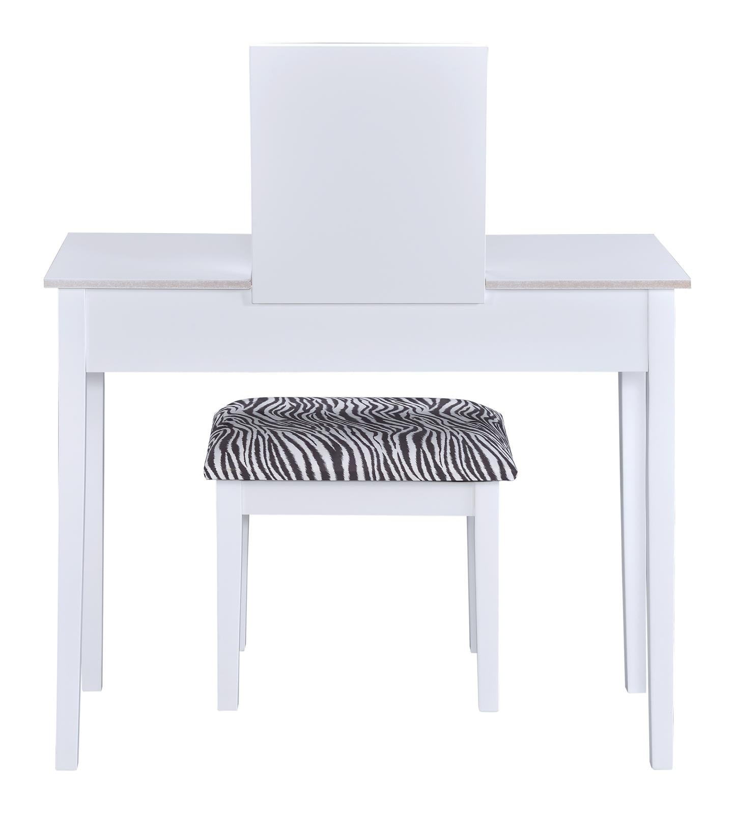 Seline - Seline 2-piece Vanity Set White and Zebra