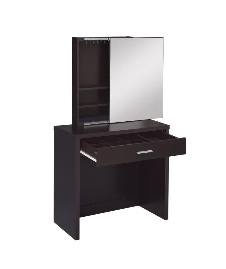Harvey - Harvey 2-piece Vanity Set with Lift-Top Stool Cappuccino