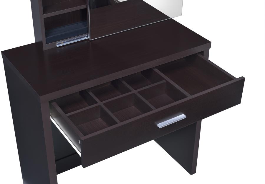 Harvey - Harvey 2-piece Vanity Set with Lift-Top Stool Cappuccino