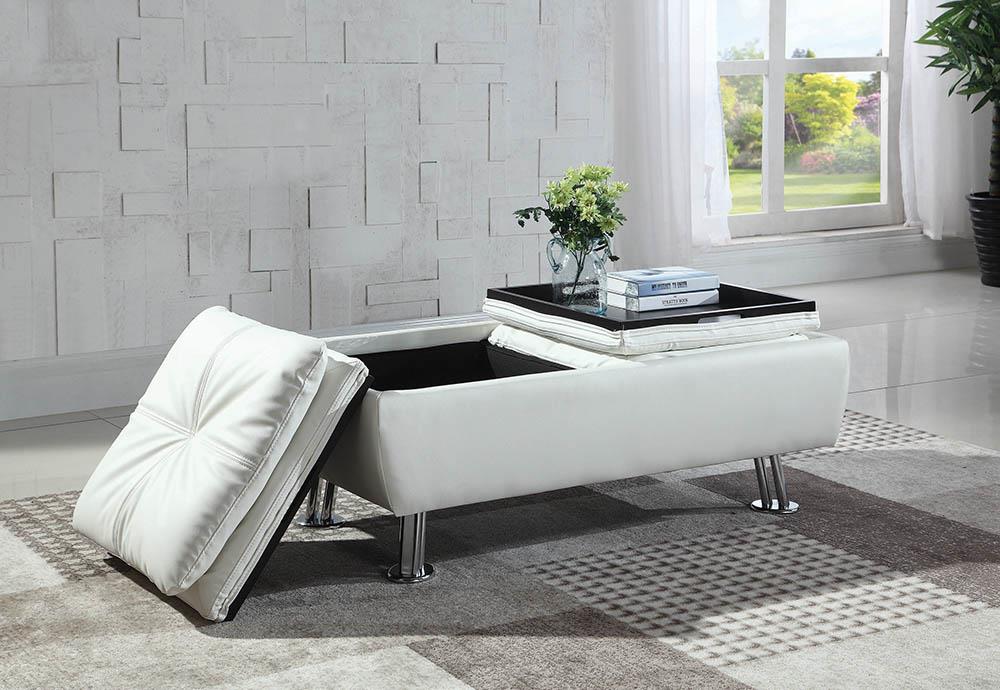 Dilleston - Dilleston Storage Ottoman with Removable Trays White