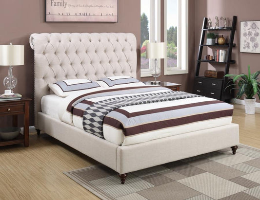 Devon - Devon Button Tufted Upholstered Full Bed Beige
