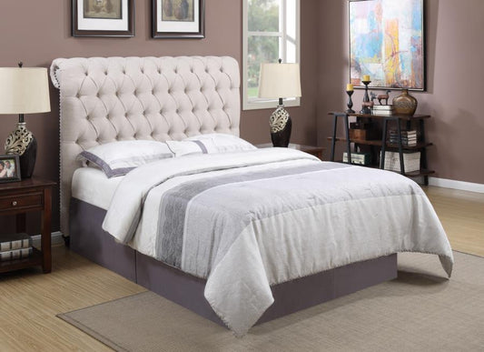 Devon - Devon Button Tufted Upholstered Eastern King Bed Beige