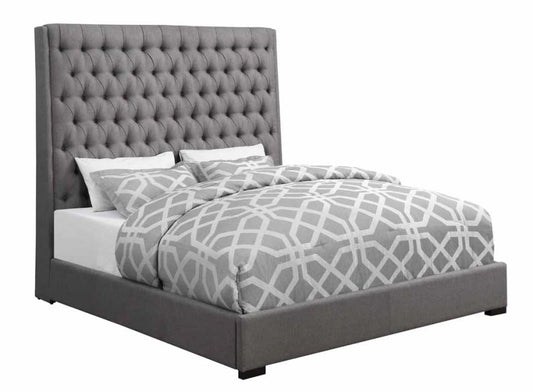 Camille - Camille Eastern King Button Tufted Bed Grey