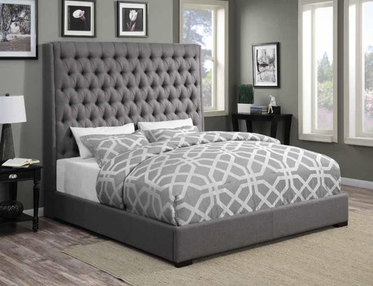 Camille - Camille Eastern King Button Tufted Bed Grey