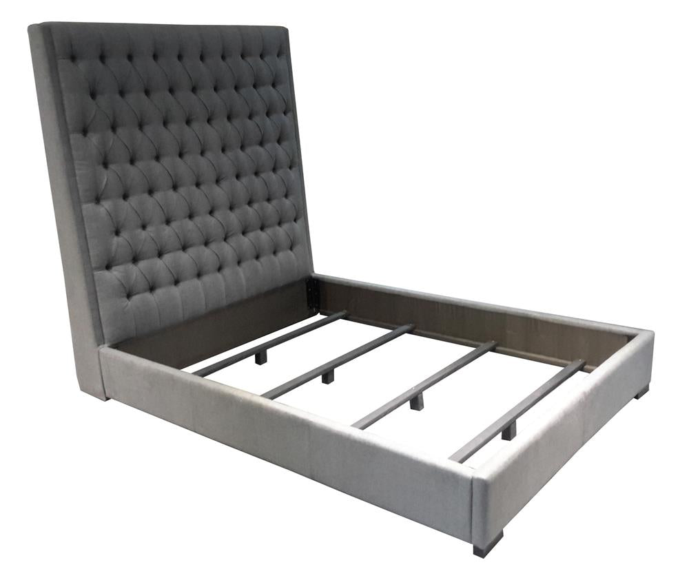 Camille - Camille Queen Button Tufted Bed Grey