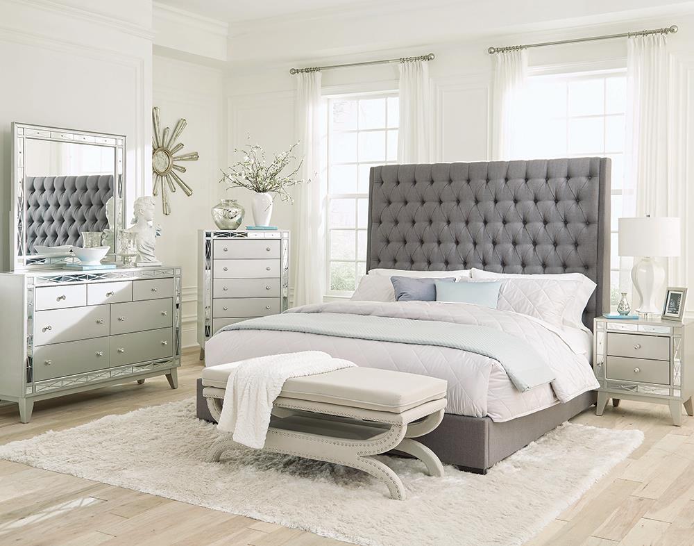 Camille - Camille 4-piece Queen Bedroom Set Grey and Metallic Mercury