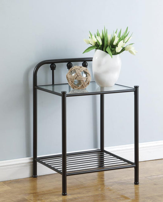 Livingston - Livingston 1-shelf Nightstand with Glass Top Dark Bronze