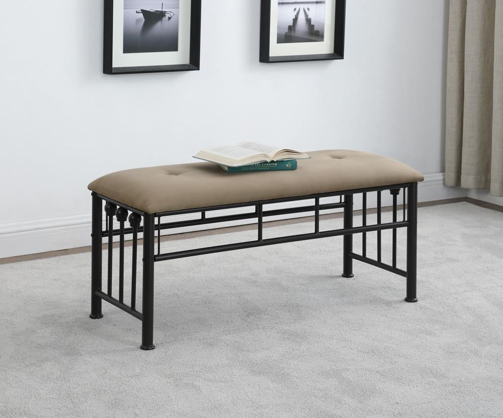 Livingston - Livingston Upholstered Bench Brown and Dark Bronze