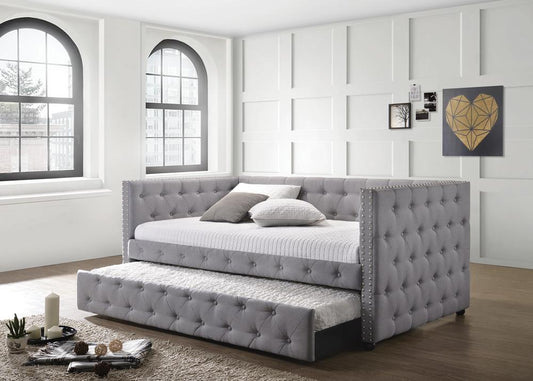 Mockern - Mockern Tufted Upholstered Daybed with Trundle Grey