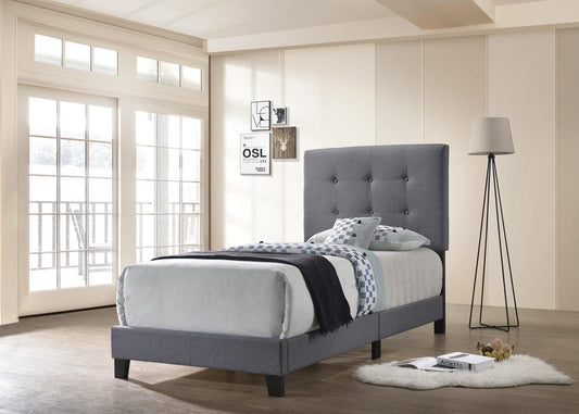 Mapes - Mapes Tufted Upholstered Twin Bed Grey