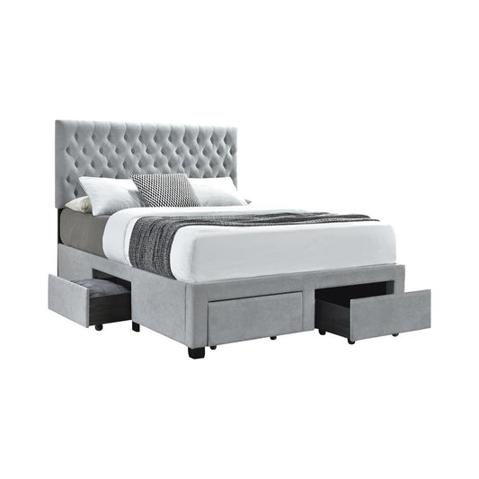 Soledad - Soledad Eastern King 4-drawer Button Tufted Storage Bed Beige