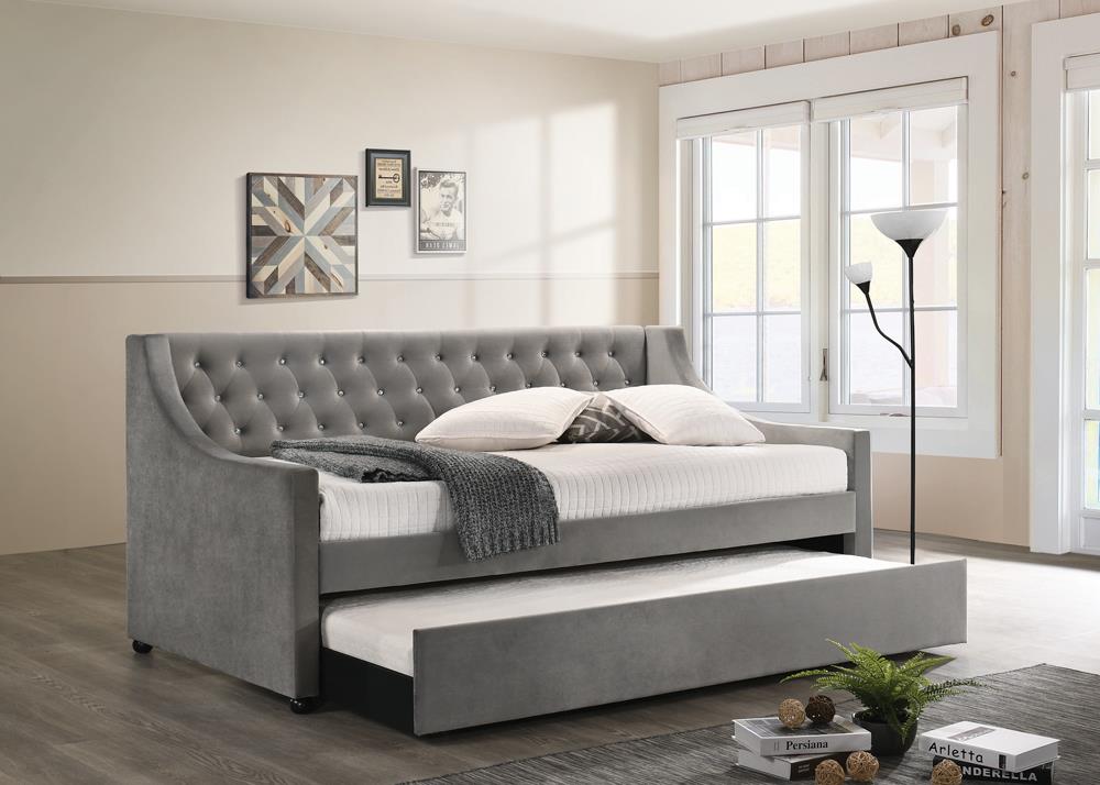 Chatsboro - Chatsboro Twin Upholstered Daybed with Trundle Grey