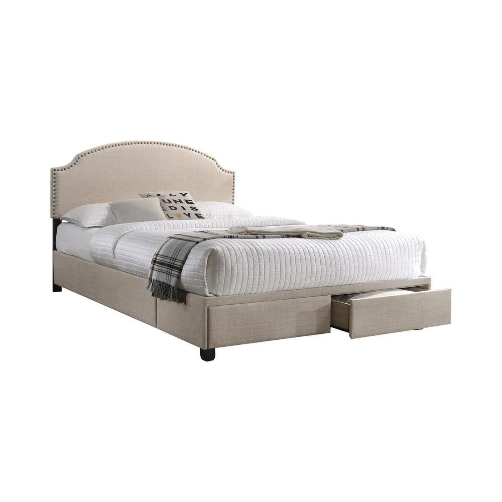 Niland - Niland Full 2-drawer Upholstered Storage Bed Beige